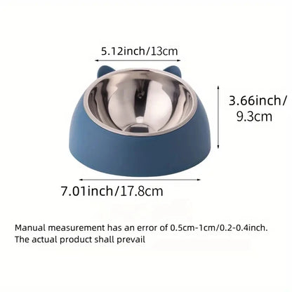 Tilted Stainless Steel Cat Bowl – Non-Slip, Neck-Friendly Feeder for Cats & Dogs